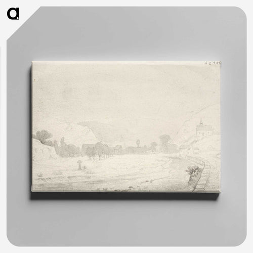 Landscape with brook, church and mountain - アンダース エクマン Canvas.
