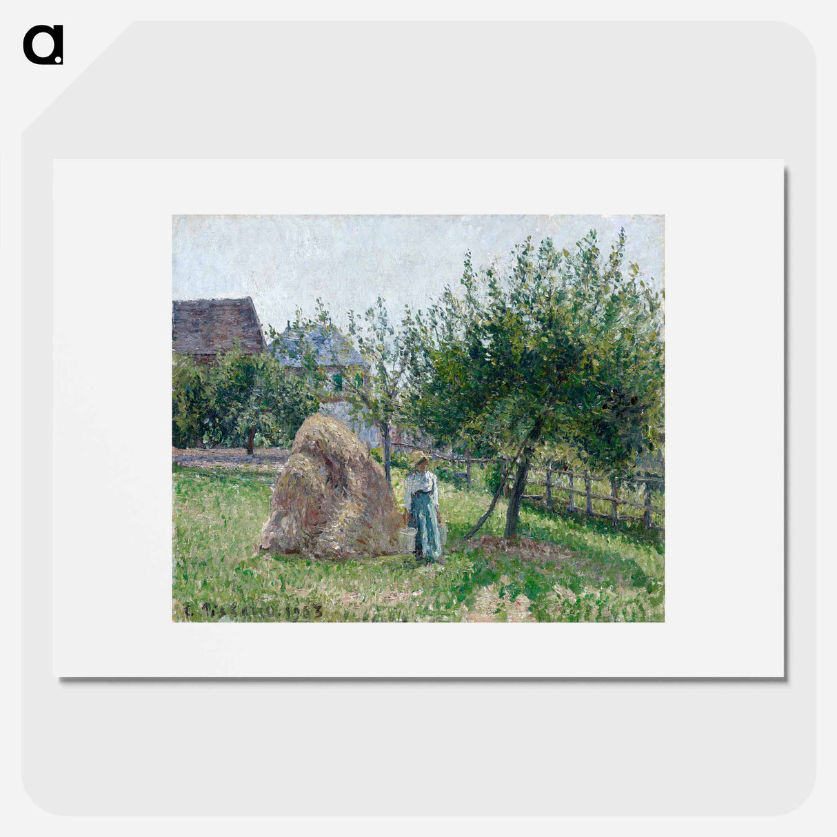 Apple trees in Eragny, sunny morning - Camille Pissarro Poster.