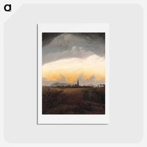 アートポストカード-Neubrandenburg in the Morning Mist - カスパー ダーヴィト フリードリヒ Postcard.