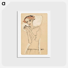 アートポストカード-Postcard from the Wiener Werkstätte No. 288: Portrait of a young woman by Egon Schiele and Wiener Werkstätte - エゴン シーレ Postcard.