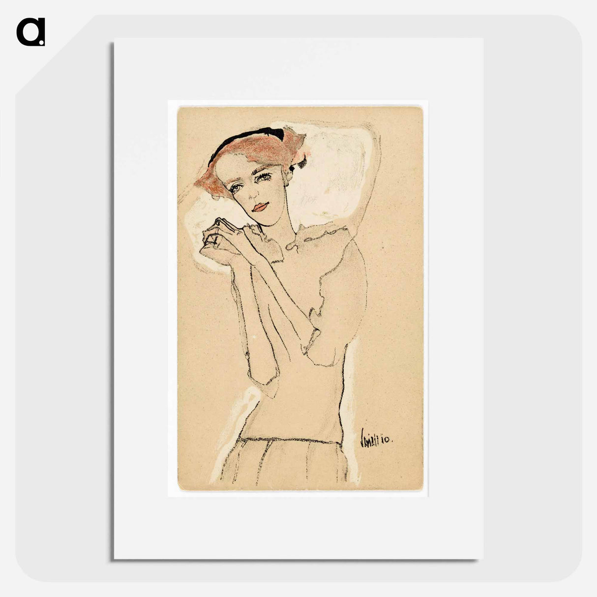 Postcard from the Wiener Werkstätte No. 288: Portrait of a young woman by Egon Schiele and Wiener Werkstätte - Egon Schiele Poster.