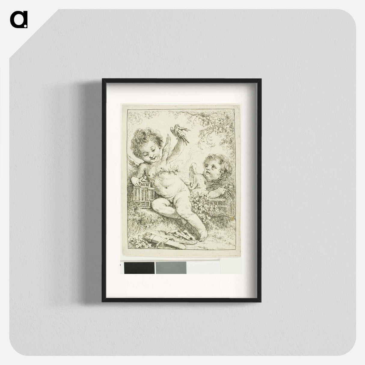 Two Putti with a Bird - フランソワ ブーシェ Poster.