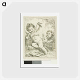 アートポストカード-Two Putti with a Bird - フランソワ ブーシェ Postcard.