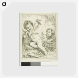 アートポストカード-Two Putti with a Bird - フランソワ ブーシェ Postcard.