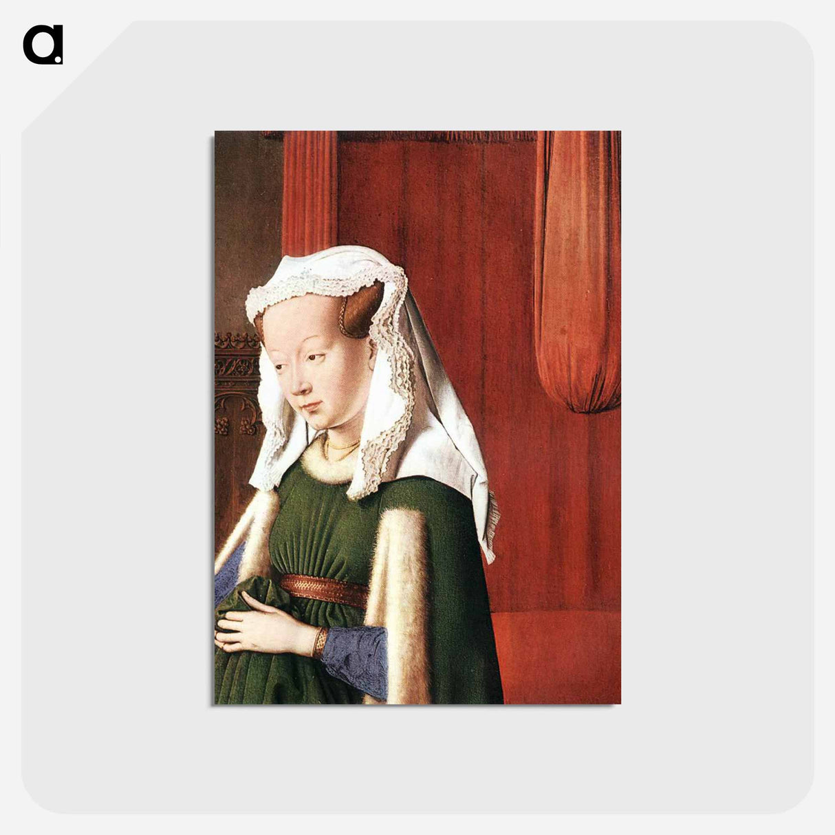 アートポストカード-Giovanni Arnolfini and His Wife Giovanna Cenami (The Arnolfini Marriage) (detail) - ヤン ファン エイク Postcard.