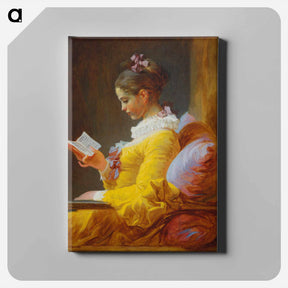 アートパネル-A Young Girl Reading - ジャン オノレ フラゴナール Canvas.