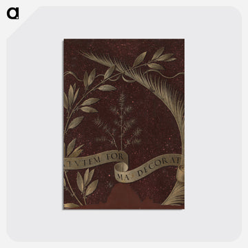 Leonardo da Vinci's Wreath of Laurel, Palm, and Juniper with a Scroll inscribed Virtutem Forma Decorat - レオナルド ダ ヴィンチ Postcard.