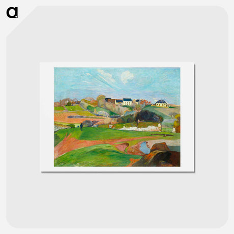 アートポストカード-Landscape at Le Pouldu - ポール ゴーギャン Postcard.