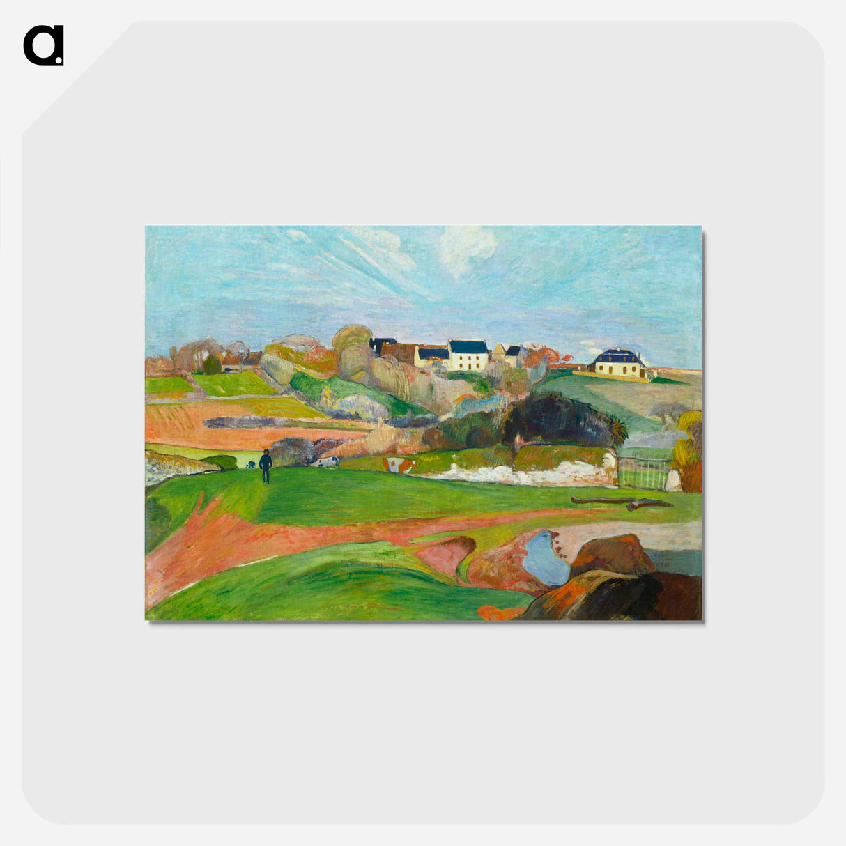 アートポストカード-Landscape at Le Pouldu - ポール ゴーギャン Postcard.