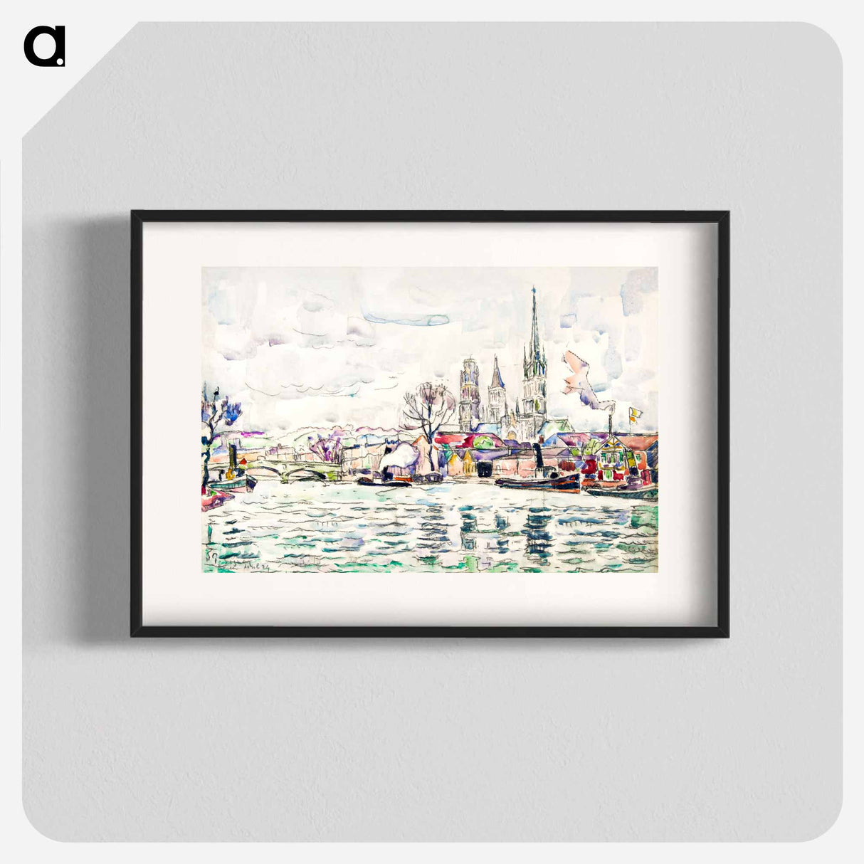 River scene: Rouen - ポール シニャック Poster.