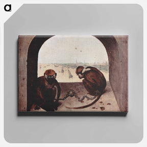 アートパネル-Two Monkeys - ピーター ブリューゲル Canvas.