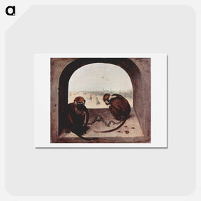 アートポストカード-Two Monkeys - ピーター ブリューゲル Postcard.