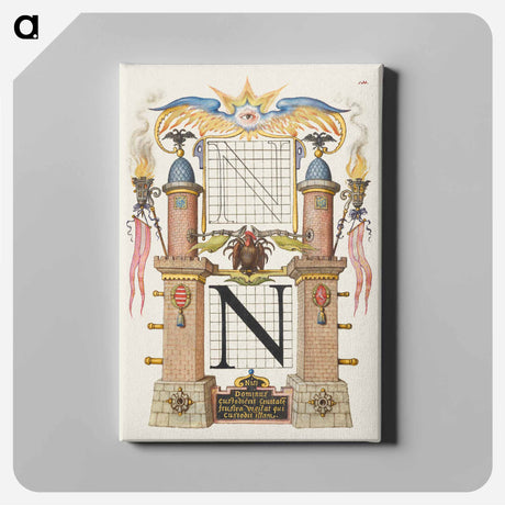 アートパネル-Guide for Constructing the Letter N from Mira Calligraphiae Monumenta
 - 書道のお手本 Canvas.