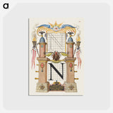 アートポストカード-Guide for Constructing the Letter N from Mira Calligraphiae Monumenta
 - 書道のお手本 Postcard.