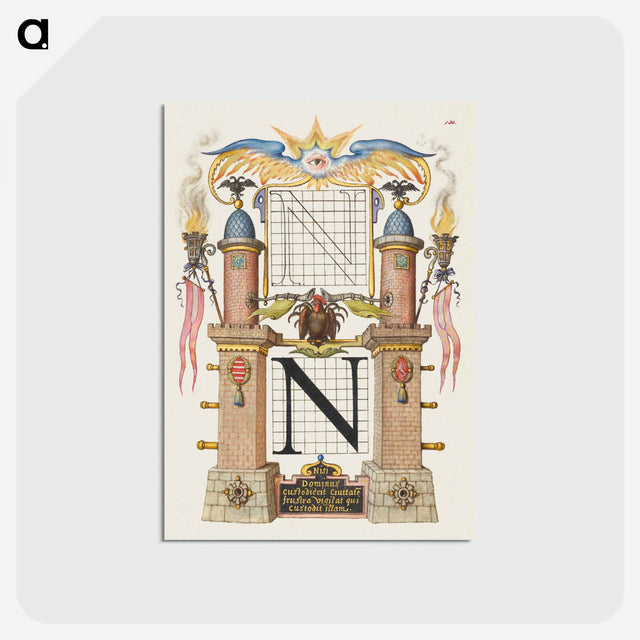 アートポストカード-Guide for Constructing the Letter N from Mira Calligraphiae Monumenta
 - 書道のお手本 Postcard.