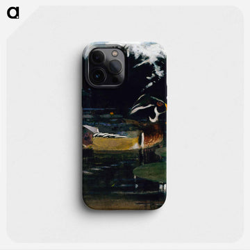 Male Wood Duck in a Forest Pool - アボット ハンダーソン セイヤー Phone Case.