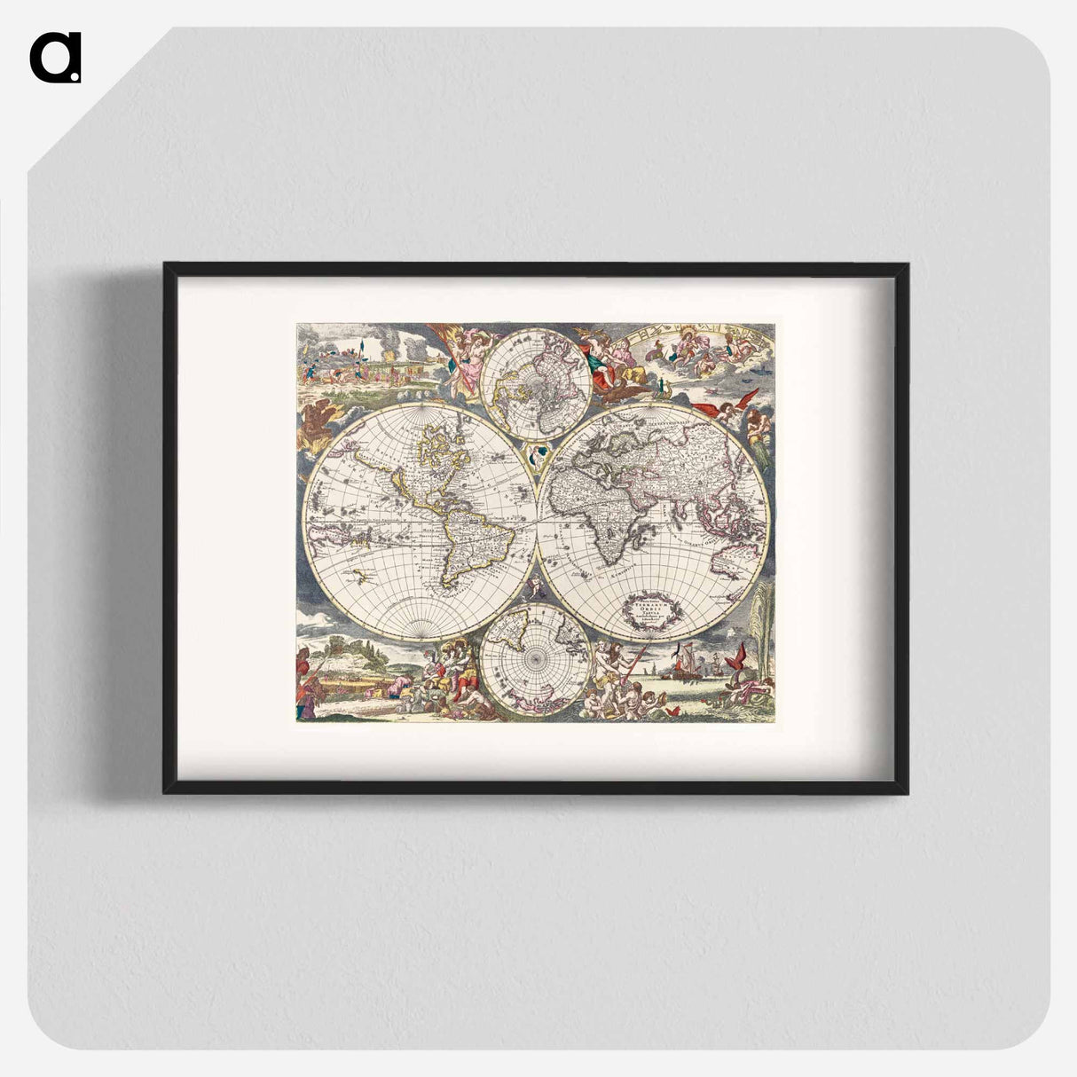 Nova Totius Terrarum orbis tabula - アンティーク地図 Poster.