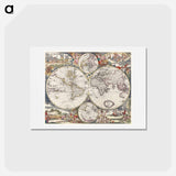 アートポストカード-Nova Totius Terrarum orbis tabula - アンティーク地図 Postcard.