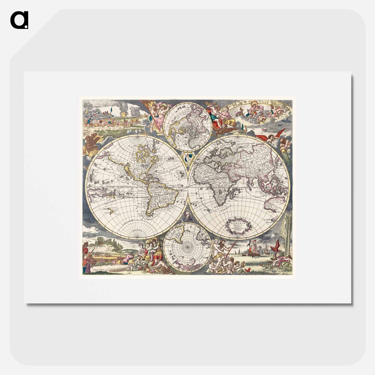 Nova Totius Terrarum orbis tabula - アンティーク地図 Poster.