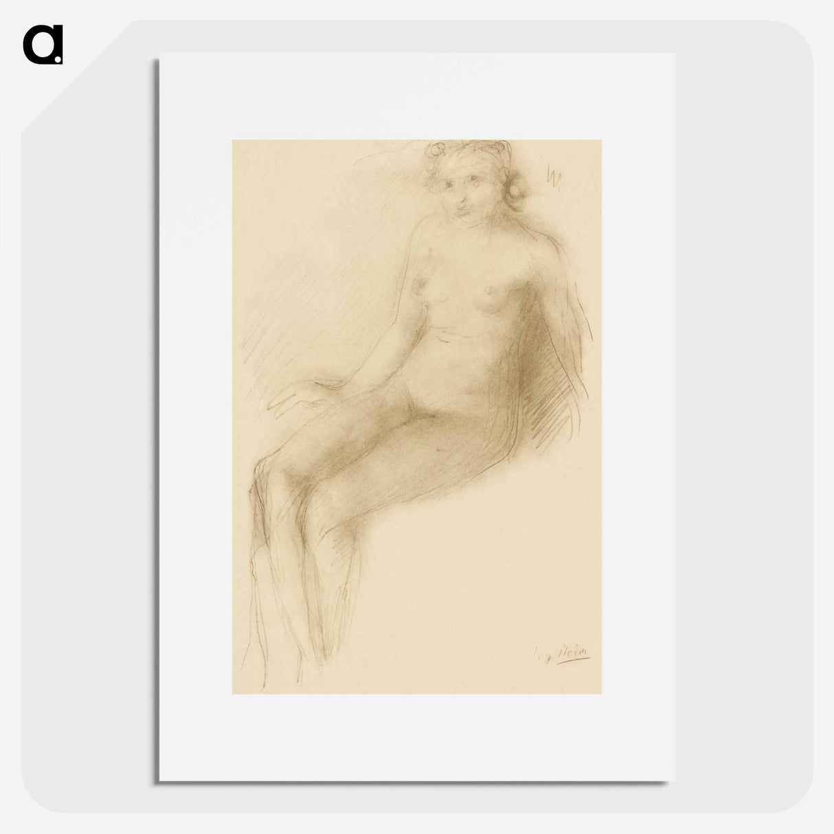 Seated Female Nude - オーギュスト ロダン Poster.