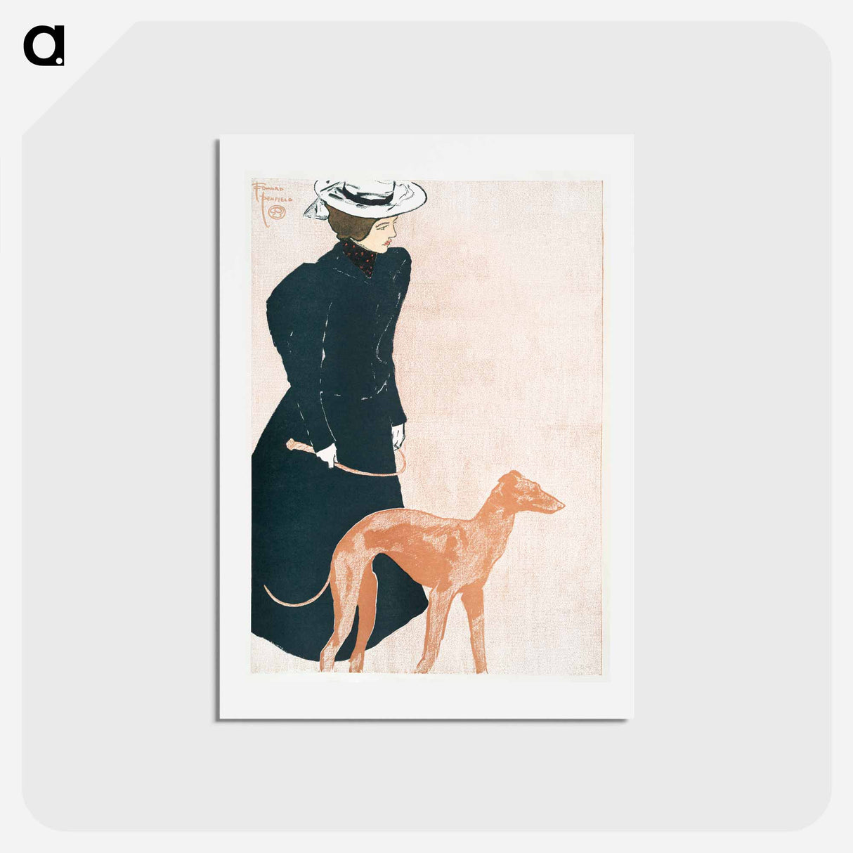 アートポストカード-Woman with Greyhound - エドワード ペンフィールド Postcard.