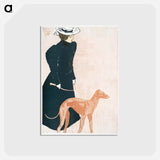 アートポストカード-Woman with Greyhound - エドワード ペンフィールド Postcard.