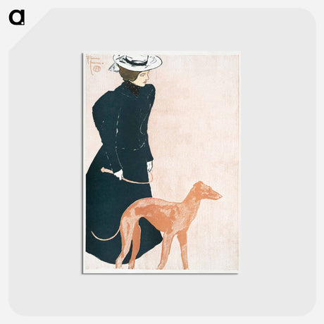 アートポストカード-Woman with Greyhound - エドワード ペンフィールド Postcard.