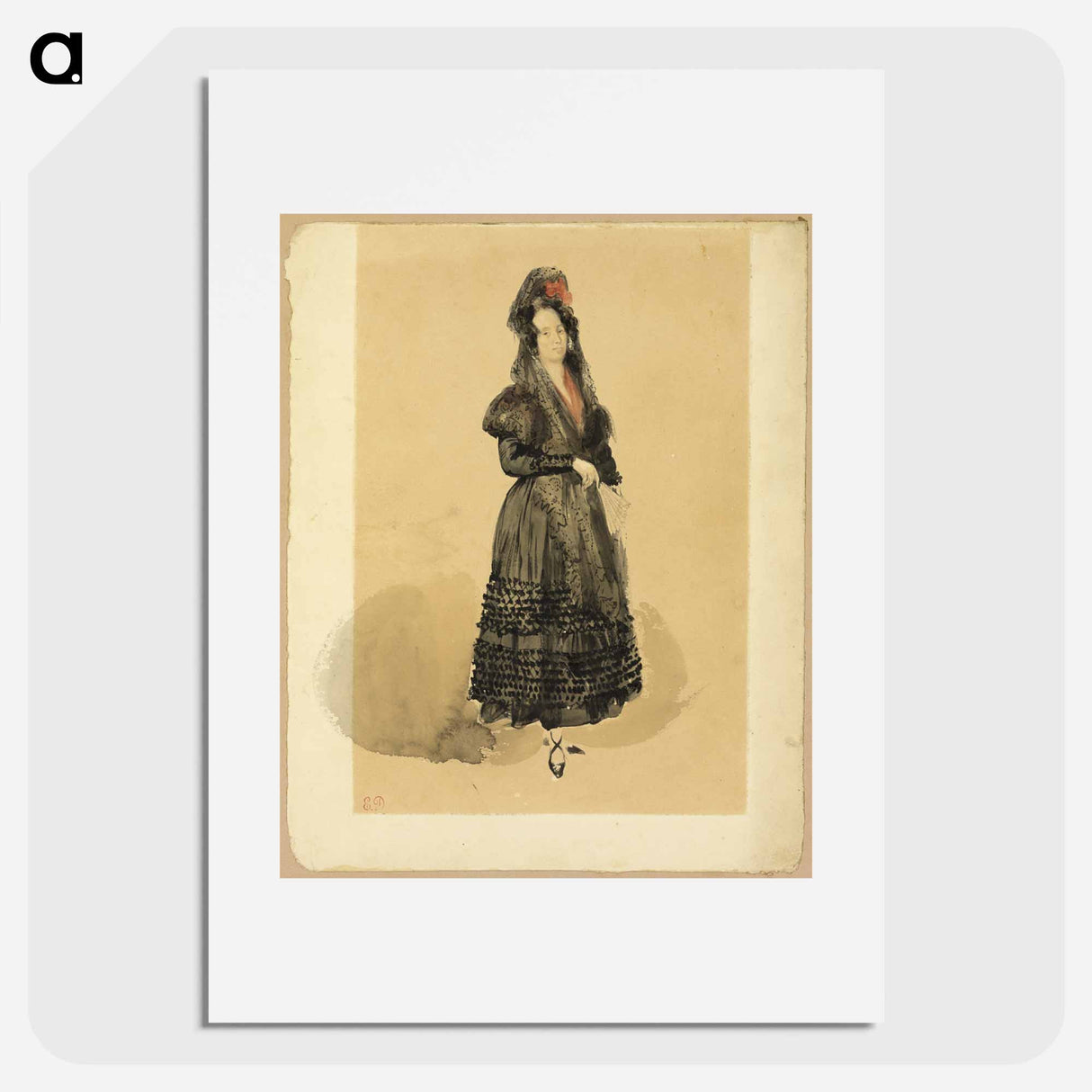 Young Spanish Lady in Costume of Manola - ウジェーヌ ドラクロワ Poster.