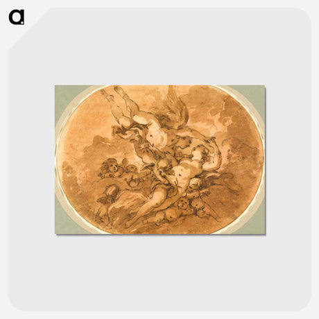 アートポストカード-Eros and Psyche: Design for a Ceiling - フランソワ ブーシェ Postcard.