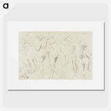 Vijf naaktstudies; drie met opgeheven armen, de andere op de rug gezien - アンリ ファンタン ラトゥール Poster.