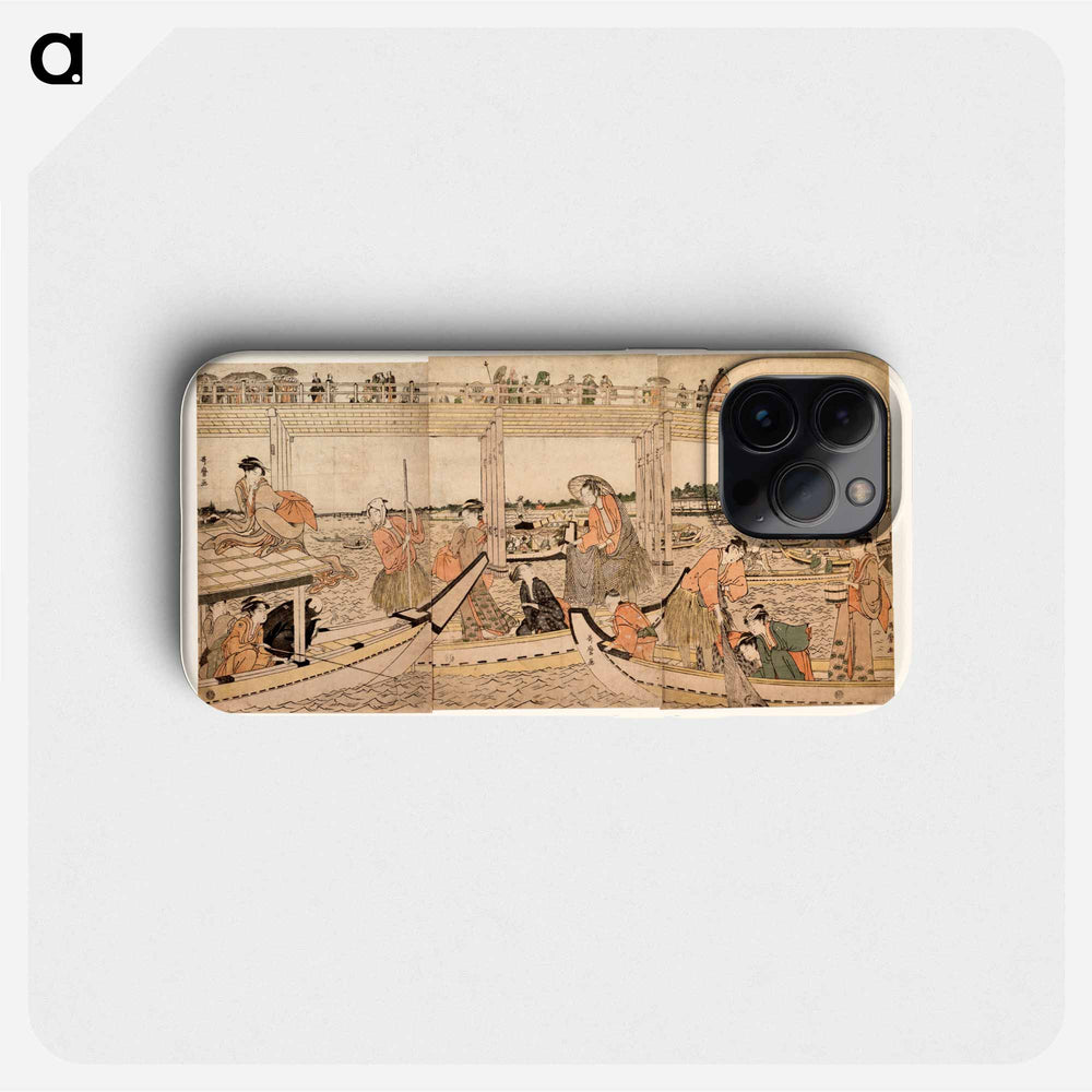 Fishing Boats with Nets under Ryōgoku Bridge - 喜多川 歌麿 Phone Case.