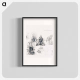 Compositional Sketches for the Virgin Adoring the Christ Child, with and without the Infant St. John the Baptist; Diagram of a Perspectival Projection - レオナルド ダ ヴィンチ Poster.