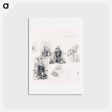 Compositional Sketches for the Virgin Adoring the Christ Child, with and without the Infant St. John the Baptist; Diagram of a Perspectival Projection - レオナルド ダ ヴィンチ Postcard.