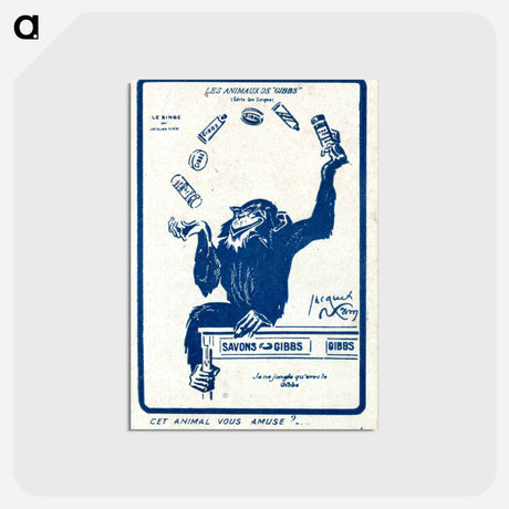 アートポストカード-Animals of "Gibbs" (Monkey Series): Does This Animal Amuse You?
 - 国立医学図書館 Postcard.