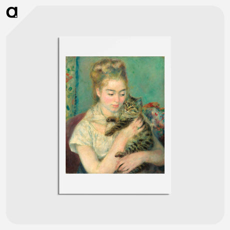 アートポストカード-Woman with a Cat - ピエール オーギュスト ルノワール Postcard.
