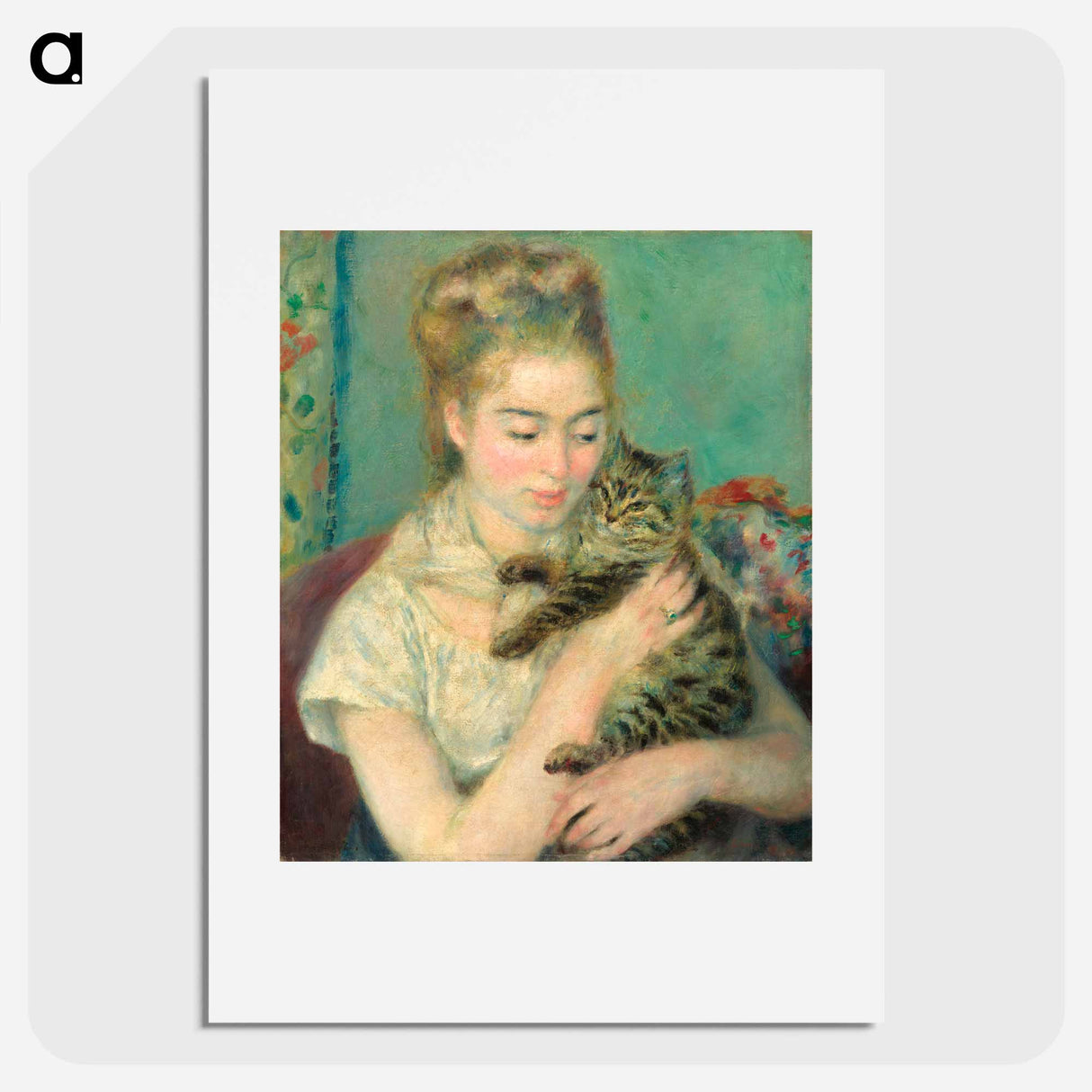 Woman with a Cat - Pierre-Auguste Renoir Poster.