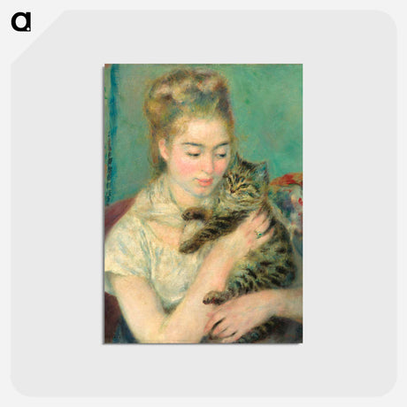 アートポストカード-Woman with a Cat - ピエール オーギュスト ルノワール Postcard.