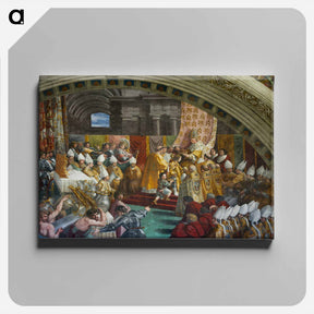 アートパネル-Detail coronation Charles the Great (Francis 1st of France) by Pope Leo III (Leo X) Vatican 11 - ラファエロ サンティ Canvas.