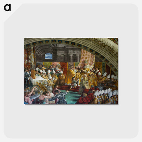 アートポストカード-Detail coronation Charles the Great (Francis 1st of France) by Pope Leo III (Leo X) Vatican 11 - ラファエロ サンティ Postcard.