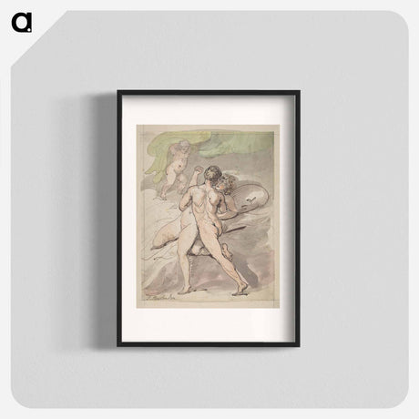 アートポスター-Nude Couple Embracing - ウィリアム ブレイク Poster.