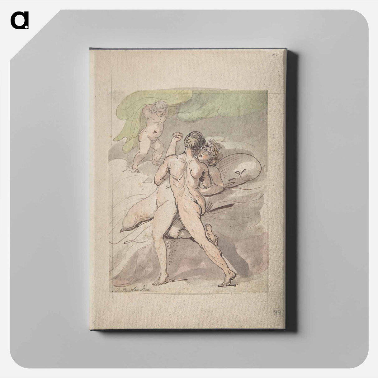 Nude Couple Embracing - ウィリアム ブレイク Canvas.