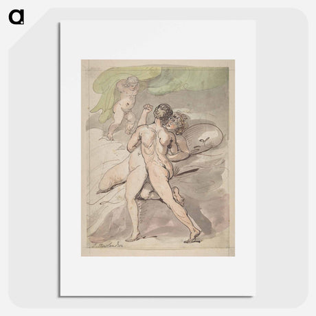 アートポスター-Nude Couple Embracing - ウィリアム ブレイク Poster.