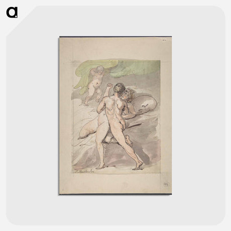 アートポストカード-Nude Couple Embracing - ウィリアム ブレイク Postcard.