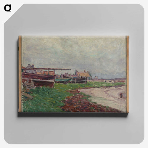 Rantakylä ja veneitä - アルフレッド ウィリアム フィンチ Canvas.