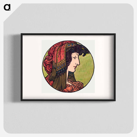 アートポスター-Stained glass window for the facade of the Fouquet boutique - アルフォンス ミュシャ Poster.