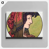 アートパネル-Stained glass window for the facade of the Fouquet boutique - アルフォンス ミュシャ Canvas.