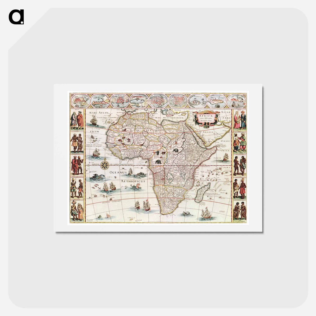 アートポストカード-Africæ nova descriptio - アンティーク地図 Postcard.
