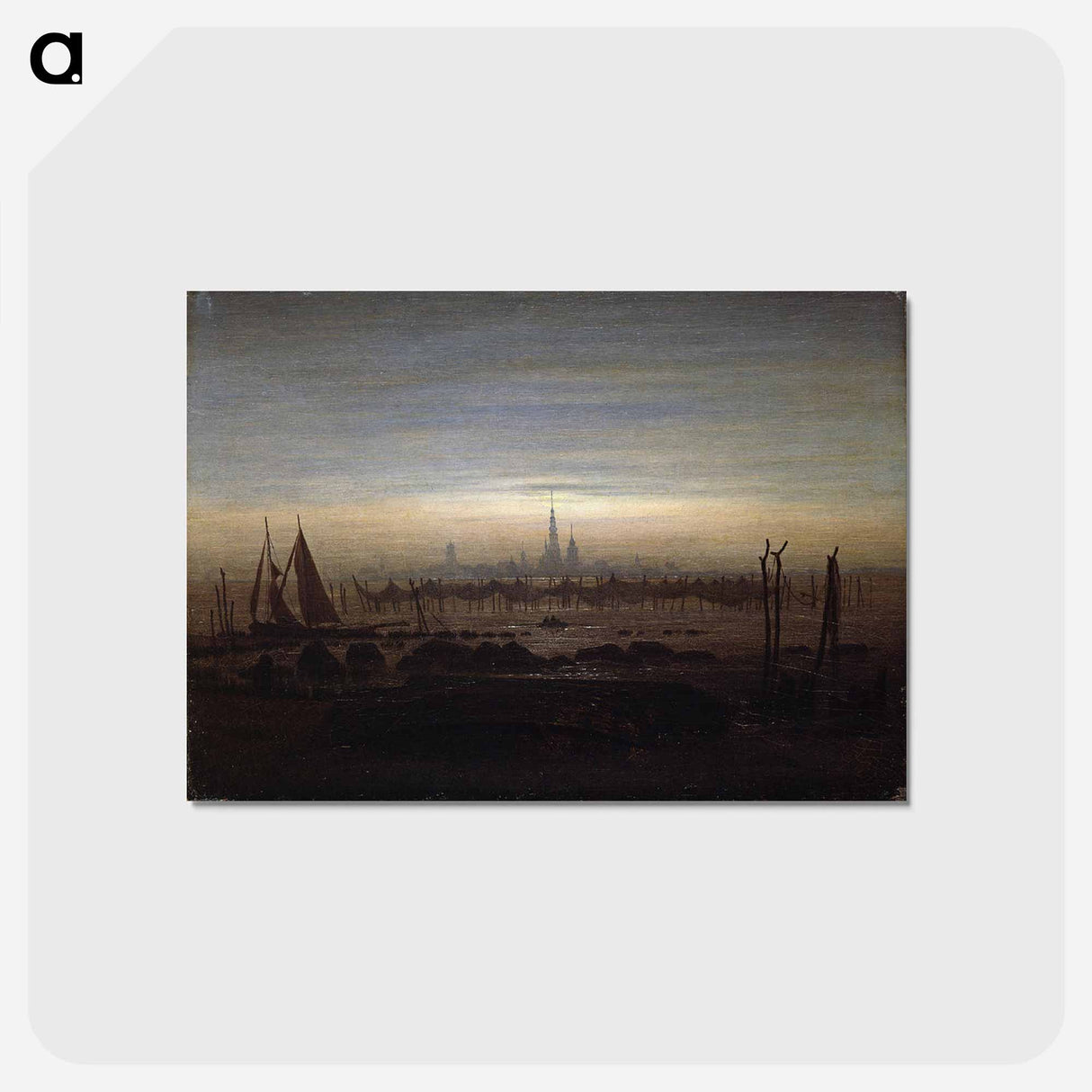 アートポストカード-Greifswald in moonlight - カスパー ダーヴィト フリードリヒ Postcard.