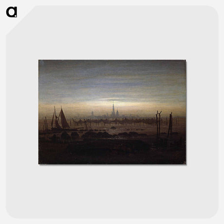 アートポストカード-Greifswald in moonlight - カスパー ダーヴィト フリードリヒ Postcard.