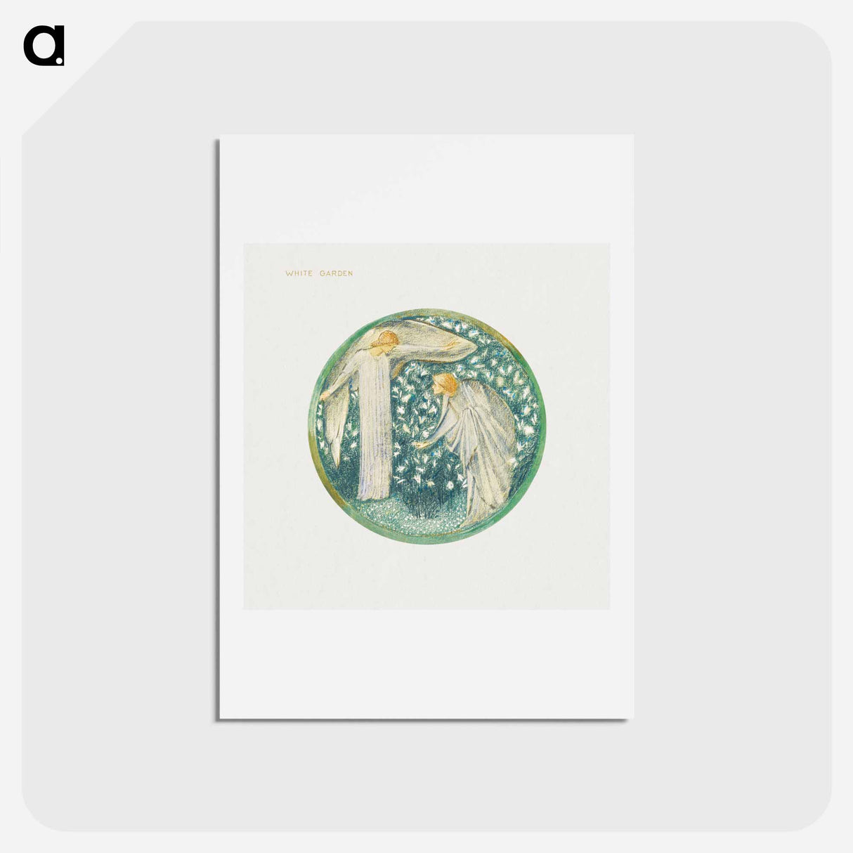 アートポストカード-White Garden from The Flower Book - エドワード バーン ジョーンズ Postcard.